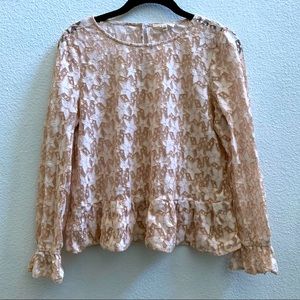 Promesa star lace medium sheer blouse light peach